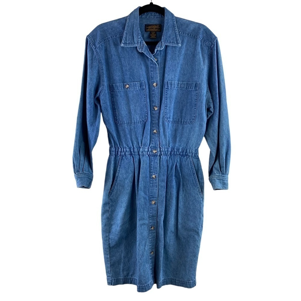 90’s Vintage‎ Eddie Bauer Denim Midi Shirt Dress Sz Small